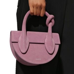 Yuzefi London Lilac Purple Suede Leather Pretzel Crossbody Purse